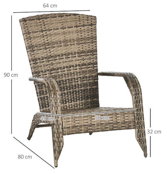VivaGarden Poltrona da Esterno in Rattan PE Dimensioni 64x80x90 cm colore Marrone - Adirondack