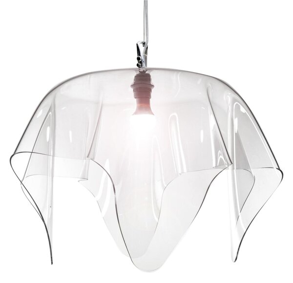 Lampadario, Sospensione in Plexiglass LINEADRAPPEGGI BIG, Dimensioni 70x70x h 34 cm - 2,5 kg attacco: E27 MAX 42W Colore Trasparente