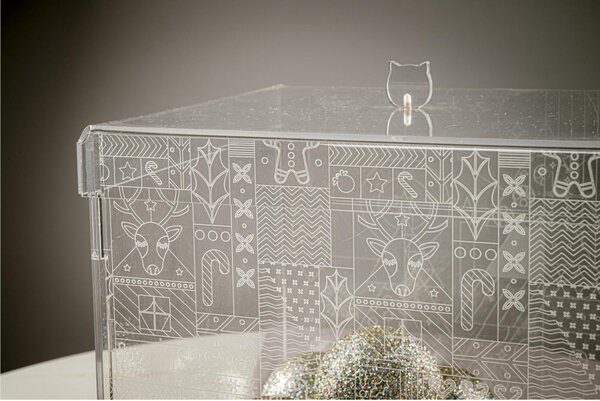 Scatola in Plexiglass Natalizia collezione Christmas Dimensioni 41x41x h 32 cm - Colore trasparente