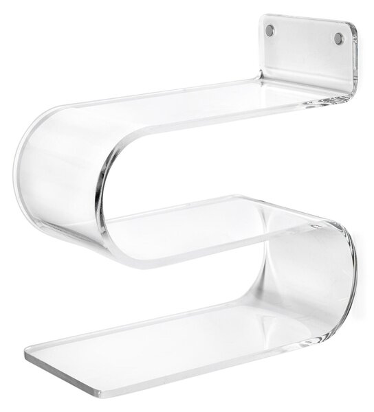 Mensola Comodino linea Curvy, ideale camere da letto o angoli di casa in Plexiglass Dimensioni 33x15x h 34 cm colore trasparente