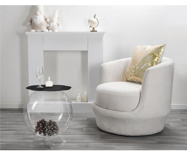 Tavolino, comodino contenitore. In plexiglass con ripiano in PMMA Dimensioni 40x40x h 46 cm, Corpo Trasparente ripiano Nero