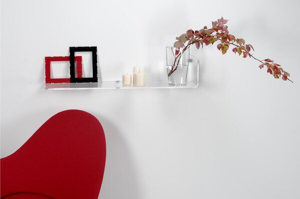 Mensola In Plexiglass Trasparente RIGHT Dimensioni 76x20x h 12,5 cm - Portata Max 4 kg ideale camere da letto o angoli di casa colore trasparente