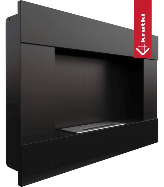Camino Bioetanolo Parete BRAVO T�V Nero - Altezza 65.2 cm, Dimensioni 90x17.4x65.2 cm, Peso 23.1 kg, Sicurezza Certificata T�V