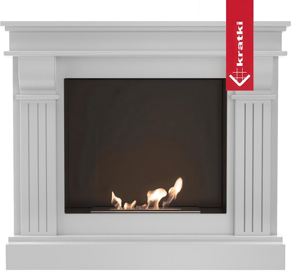 Camino Bioetanolo AUGUST T�V Bianco - Altezza 97.9 cm, Dimensioni 115x36x97.9 cm, Materiale Certificato, Sicurezza T�V