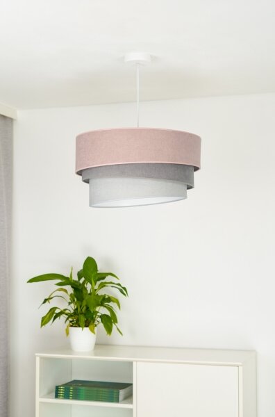 Duolla - Lampadario a sospensione con filo TRIO 1xE27/15W/230V diametro 45 cm rosa/grigio/bianco