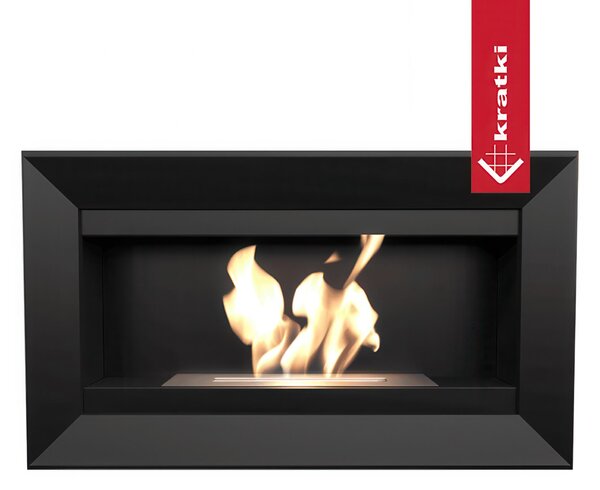 Camino Bioetanolo da Parete CHARLIE T�V Nero - Facile Installazione, Sicurezza Certificata, Dimensioni 88x17.4x51 cm