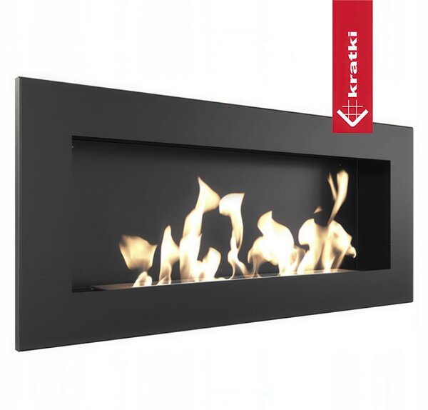 Camino a Bioetanolo da Parete DELTA SLIM T�V Nero - Dimensioni 90x10.3x40 cm, Acciaio, Nero