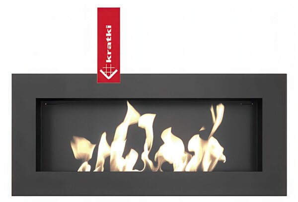 Camino Bioetanolo Parete DELTA2 SLIM T�V - Nero, Acciaio, Dimensioni 90x40x10.3 cm, Altezza 14.52 kg