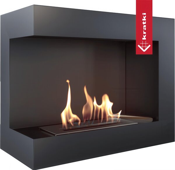 Camino Bioetanolo Parete DELTA 600 T�V Sinistra - Nero, Acciaio, Dimensioni 60x28x48 cm, Certificazione di Sicurezza, Ideale per Aromaterapia