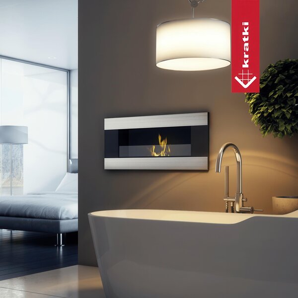 Camino Bioetanolo Parete DELTA2 T�V Nero - Altezza 40 cm, Dimensioni 90x14.2x40 cm, Materiale di Alta Qualit� - Sicurezza Certificata T�V
