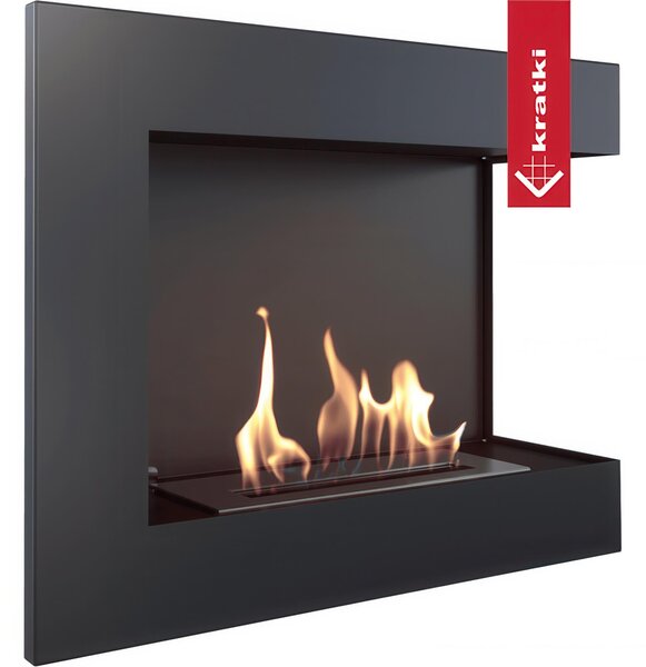Camino Bioetanolo Delta 600 T�V da Parete o Incasso - Nero, Acciaio, Dimensioni 60x28x48 cm