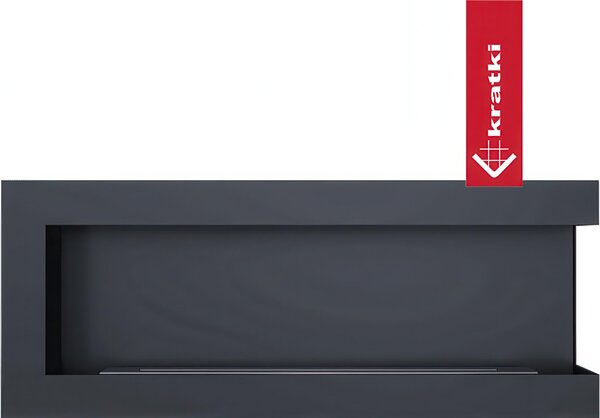 Camino Bioetanolo Parete DELTA 1200 T�V Destro con Pietre Decorative - Nero, Acciaio, Dimensioni 120x28x48 cm