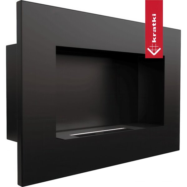 Camino a Bioetanolo da Parete DELTA Nero T�V - 60x14.2x40 cm, Peso 6.8 kg, Sicurezza Certificata, Design Moderno