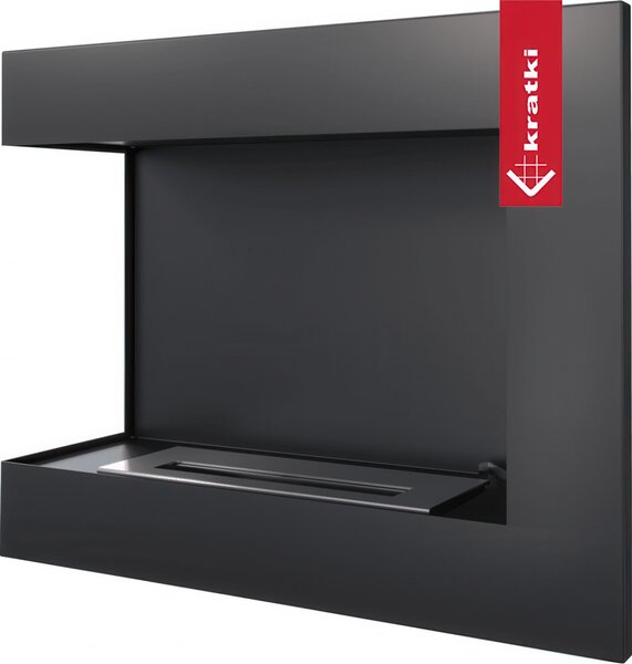 Camino Bioetanolo Delta 600 T�V Parete Angolo Sinistro Nero - Dimensioni 60x28x48 cm - Acciaio con Pietre Decorative