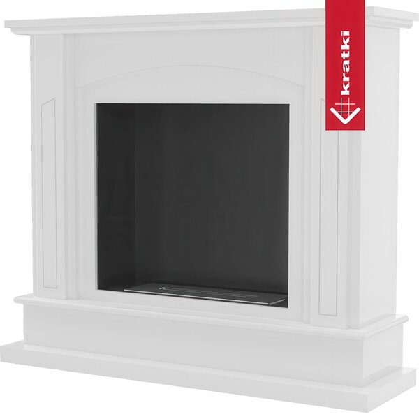 Camino Bioetanolo Bianco FEBRUARY T�V - 112x32.5x96.2 cm, 52 kg, Materiali di Alta Qualit�, Controllo Manuale della Fiamma, Certificato ISO 9001:2015 e T�V