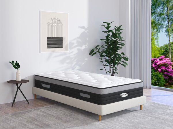Materasso singolo a molle insacchettate e memory foam 90 x 200 cm ibrido - AMARANTE di NATUREA