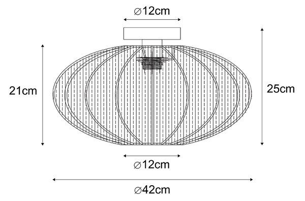 Lampada da soffitto Japandi marrone con paralume in tessuto - Bida