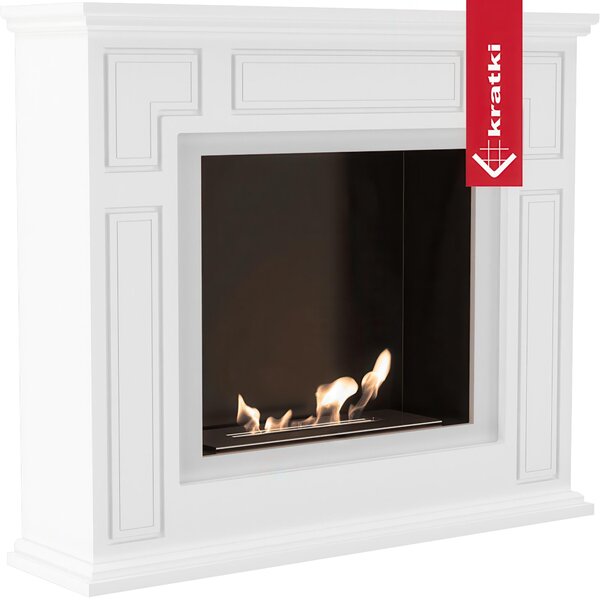 Camino Bioetanolo MARCH T�V Bianco - Altezza 85.7 cm, Dimensioni 100x25.3x85.7 cm, Peso 54 kg - Design Innovativo e Sicurezza Certificata