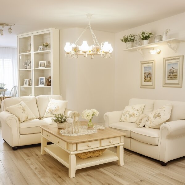 Brilagi - Lampadario a catena QUEEN 6xE14/40W/230V faggio/crema