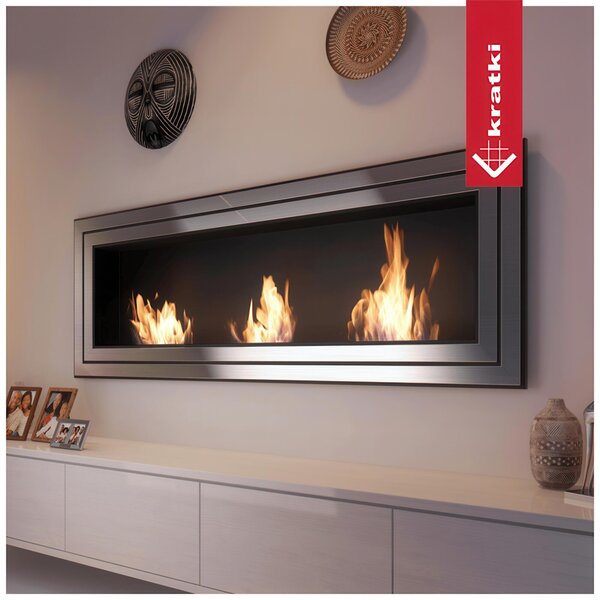 Camino Bioetanolo Parete JULIET 1800 T�V - 180x14.2x65 cm, Peso 38 kg, Colore Macinata, Sicurezza T�V, BIOFUEL riscalda fino a 40 mq aumentando la temperatura di 3/4 gradi