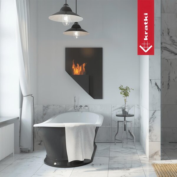 Camino a Bioetanolo da Parete PAPA T�V - Nero, Dimensioni 65x14.3x90 cm, Peso 14.8 kg - Sicurezza Certificata T�V, Installazione Facile
