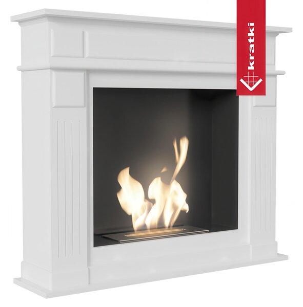 Camino Bioetanolo a Portale NOVEMBER T�V Bianco con Kit di Accessori - Altezza 101.3 cm, Dimensioni 115x29.5 cm, in Acciaio e MDF