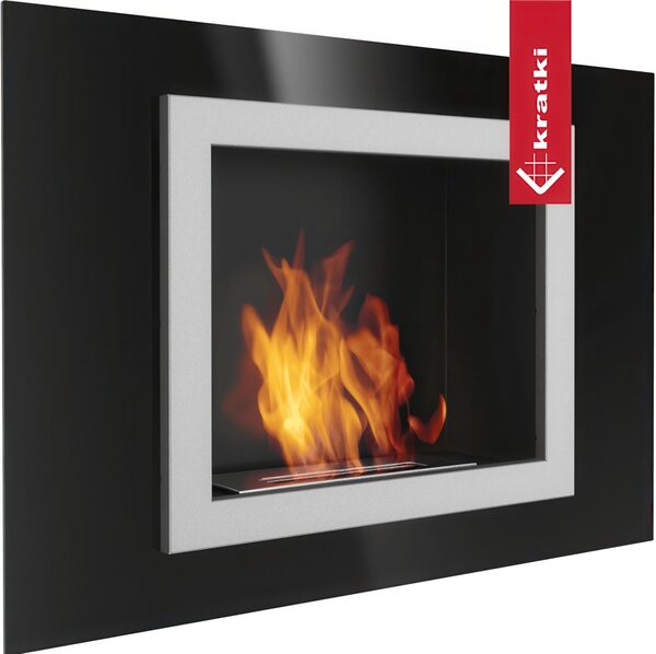 Camino Bioetanolo da Parete OSCAR T�V Nero - 90x19.1x63 cm, Sicurezza Certificata, Ventilazione, Gestione Fiamma Facile