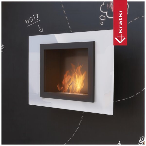 Camino Bioetanolo da Parete OSCAR T�V Bianco - Dimensioni 90x19.1x63 cm, Peso 25 kg, Colore Bianco, Certificato Sicurezza T�V, ISO 9001:2015