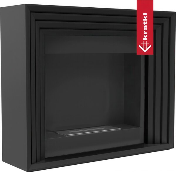 Camino Bioetanolo PLANET T�V Nero - Altezza 98cm, Dimensioni 115x33x98 cm, Acciaio e MDF