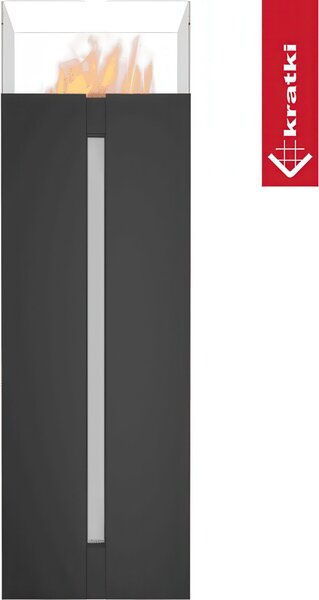 Camino Bioetanolo da Terra ROMEO T�V Nero con Kit Accessori - Acciaio e Vetro Temperato, Dimensioni 35.9x20.9x113.6 cm