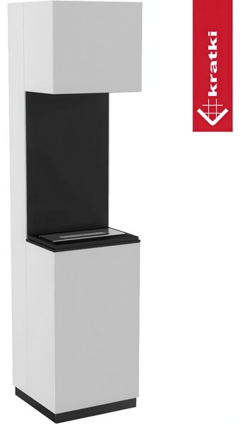 Camino Bioetanolo SIERRA T�V con Vetro - Bianco, Acciaio e MDF, Dimensioni 40.8x40.5x170 cm