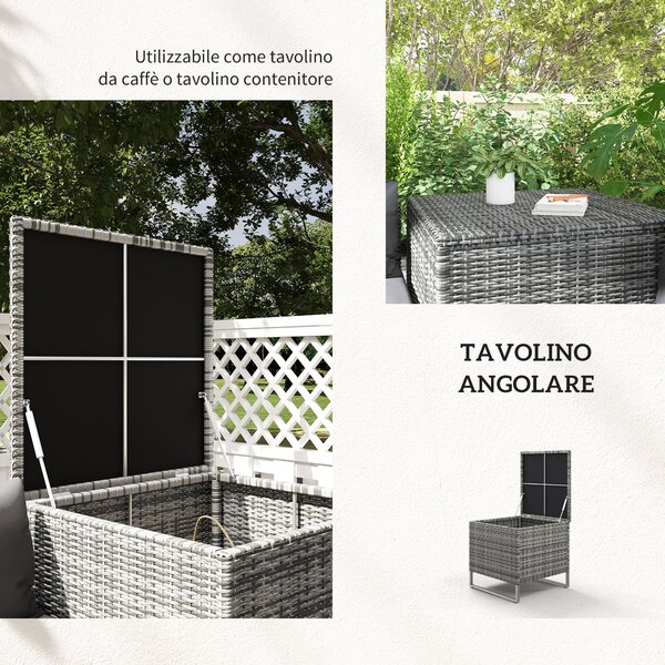 Outsunny Set da Giardino 4 Pezzi con 2 Divani 2 Posti, Tavolino da Caffè e Tavolino Alto, in Acciaio e Rattan|Aosom