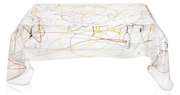 Tavolino basso In plexiglass drappeggiata a mano ad alte Temperature Dimensioni 115x77x h 39 cm, colore Plexiglass Mullticolor