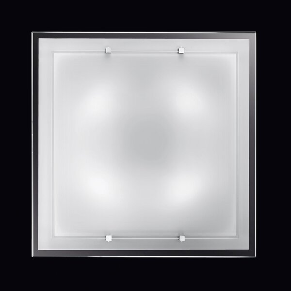Perenz Plafoniera grande quadrata in vetro bianco satinato di design moderno Frame Bianco