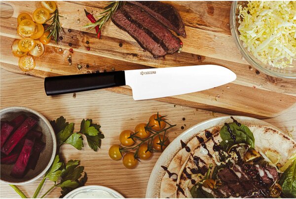 Kyocera - Coltello lama ceramica INNOVATIONWHITE� - Santoku - 14 cm - TK-140 WH-BK Maniglia soft-touch