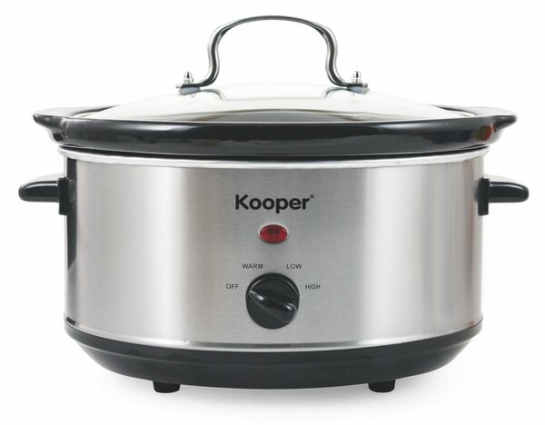 PENTOLA ELETTRICA SLOW COOKER 3.5LT 200W ACCIAIO in Acciaio Acciaio - Nero, dimensioni 32x25.5x H 24 cm