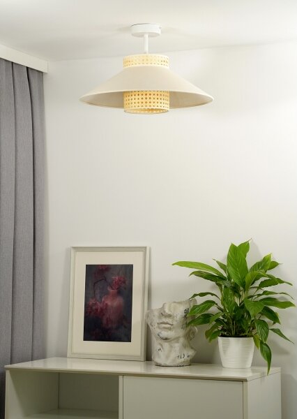 Duolla - Lampadario a plafone RIO RATTAN 1xE27/15W/230V diametro 45 cm beige/rattan