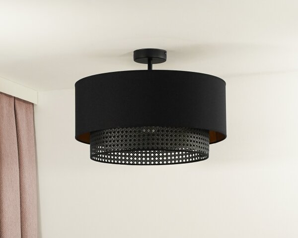 Duolla - Lampadario a plafone BOHO RATTAN 1xE27/15W/230V diametro 45 cm nero