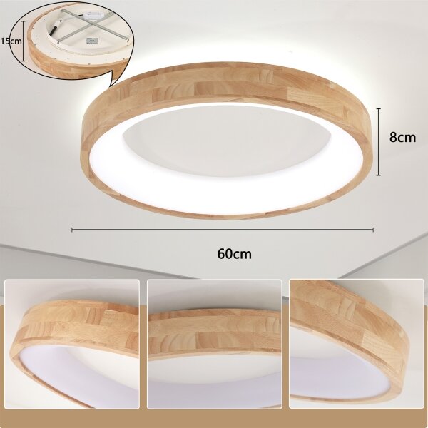 Brilagi-LED Plafoniera FALCON WOOD LED/40W/230V 3000/4000/6000K 60 cm legno