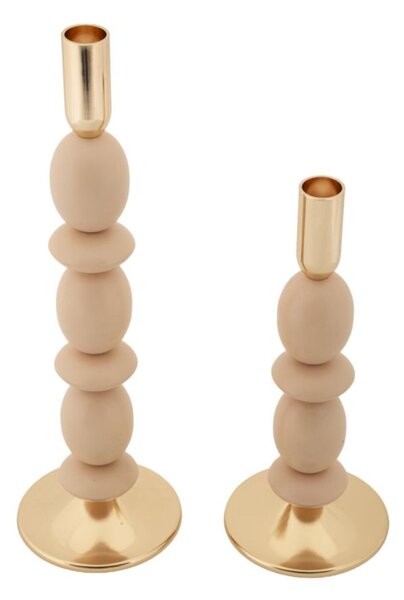 Porta Candele set due pezzi SHUTTLE CREMA CM � 10x h 25-10x h33,5 sfere e dischi colore PINK