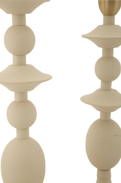 Porta Candele set due pezzi SHUTTLE CREMA CM � 10x h 25-10x h33,5 sfere e dischi colore Crema