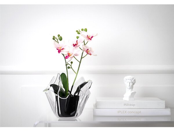 Vaso, Centrotavola, Forma Iconica in Plexiglass SLIM Linea Drappeggi D'AUTORE Dimensioni 22x21x h 21 cm - 0,5 kg Colore Trasparente