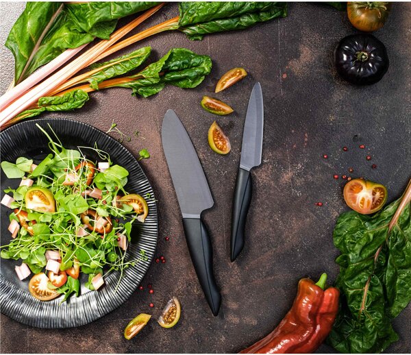 Coltello Professional CHEF con lama 18 cm in ceramica di zirconio Z212 nera SHIN BLACK 180 mm � - Santoku - 18 cm - TK-110 WH-BK Maniglia soft-touch