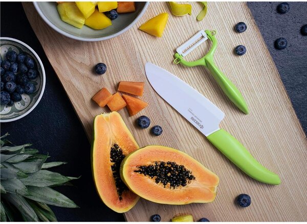 Coltello Kyocera Gen lame extra larga in Ceramica Bianca, 14 cm Multiply, Verde, Lama 14 cm � - Multiuso - Maniglia soft-touch colore Verde