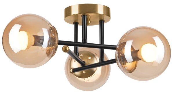 Lampadario a plafone MALENA 3xE14/5W/230V oro/nero/fumé beige