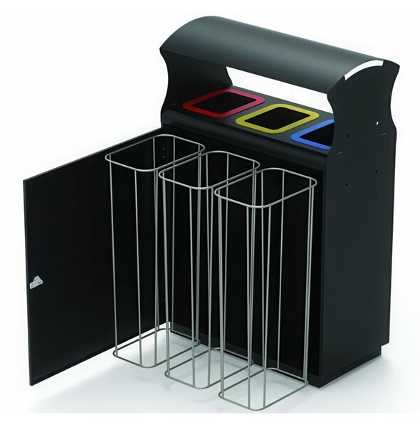 Pattumiera Postazione raccolta differenziata con 3x40 Lt Reparti in Acciaio inox Dimensioni 75x40x h 115 cm -peso 63 kg garanzia 10 anni