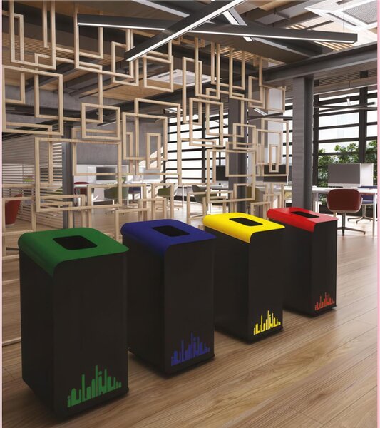 Gettacarte per la raccolta differenziata RUBIK EVO inox Dimensioni 41x45x h 80 cm - Peso 15 Kg- 80 LT con colore nero Nero-Blu