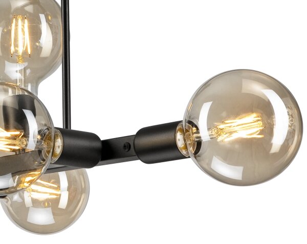 Lampadario a sospensione con supporto rigido ASTRID 8xE27/60W/230V nero