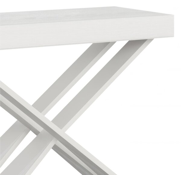 Consolle Allungabile Fino a 196 CM DIAGO SMALL Dimensioni 90x40xh77 cm estensibile CON 3 Allunghe da 52 cm Colore Telaio Bianco ripiano Bianco Frassino