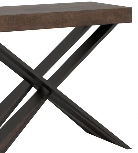 Consolle Allungabile Fino a 300 CM DIAGO Dimensioni 90x40xh77 cm estensibile CON 5 Allunghe da 52 cm Colore telaio Antracite ripiano Noce